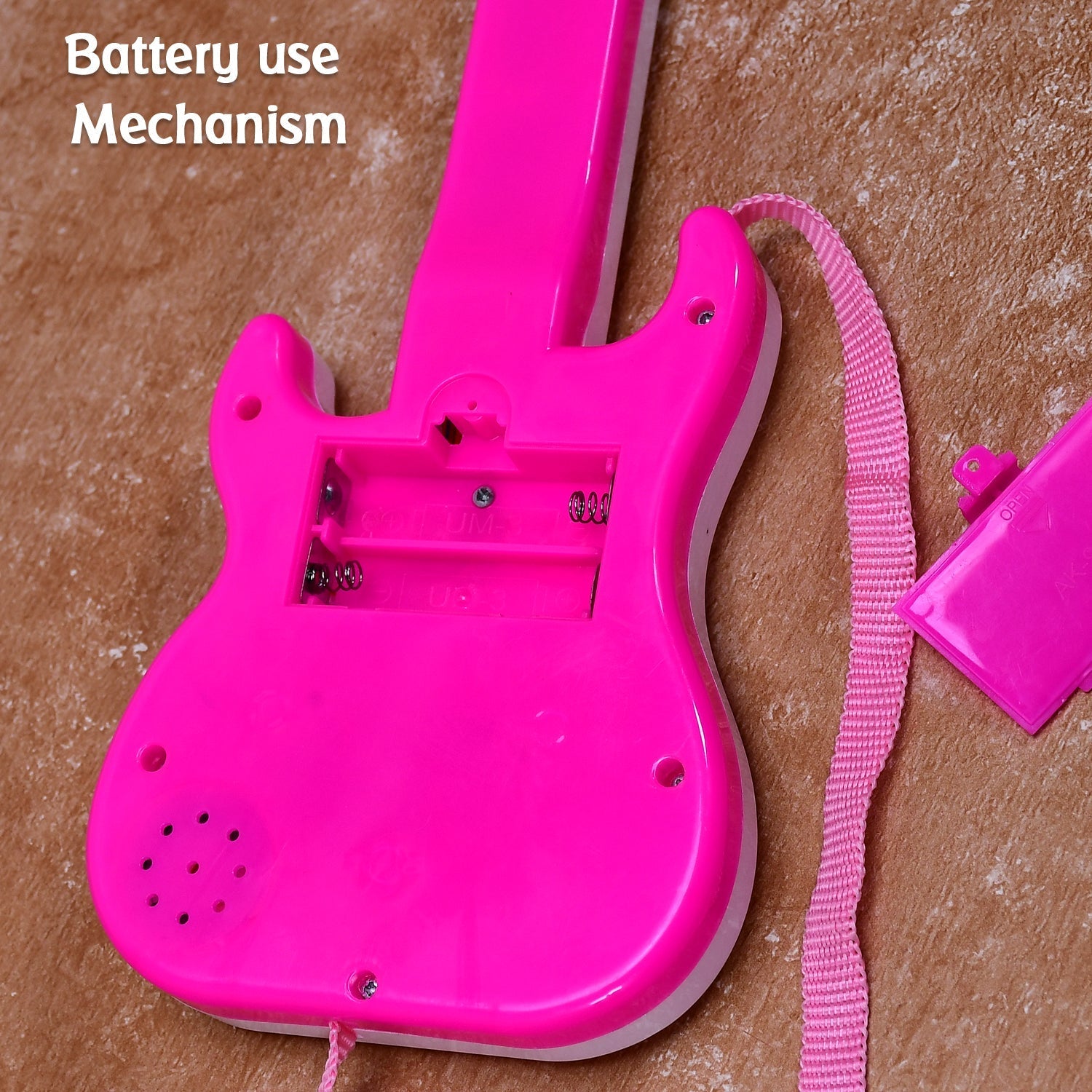 Bright mini guitar toy for kids aged 3+. Bright mini guitar toy for kids aged 3+.
